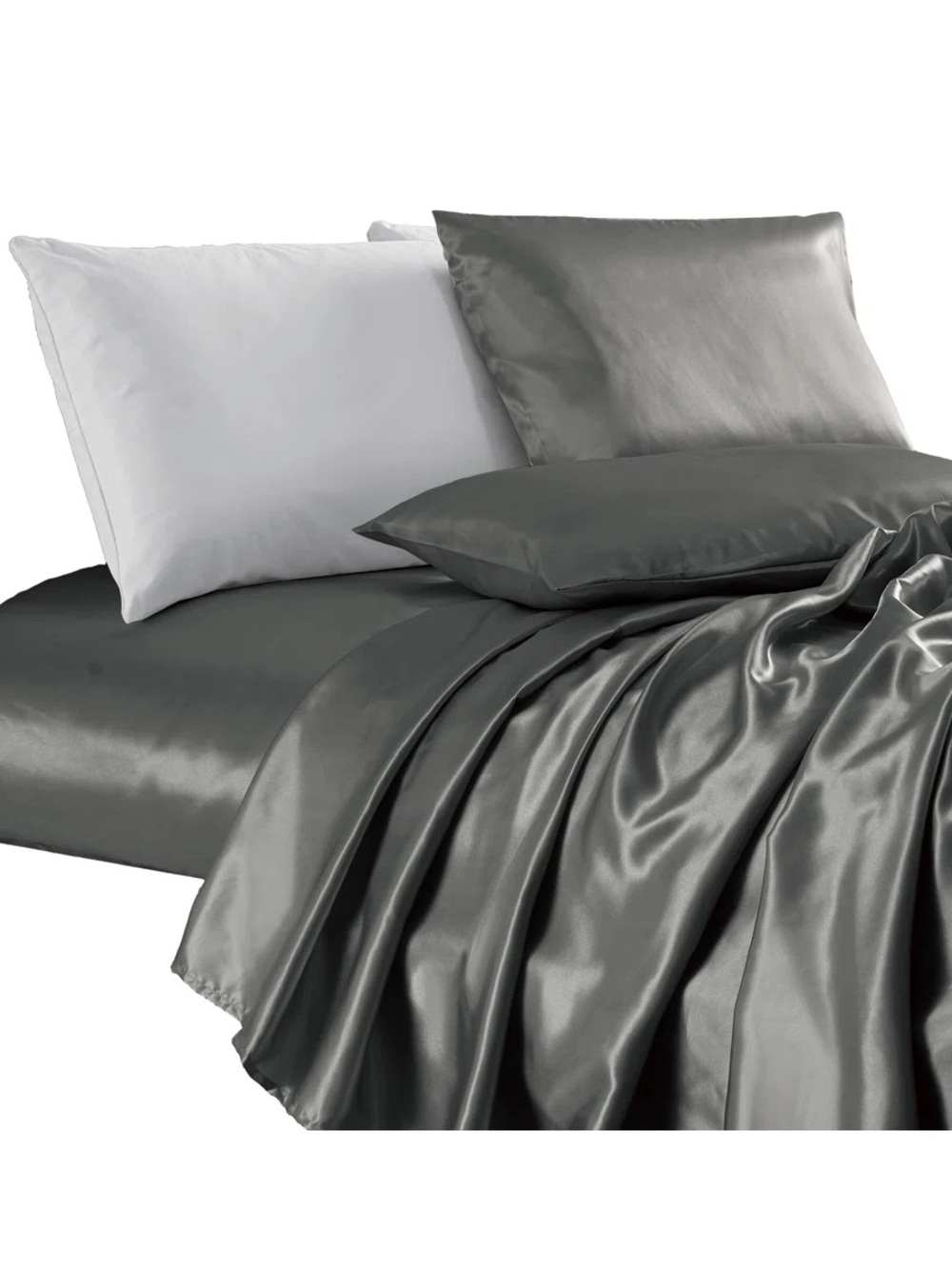 Grey Full size 4 piece Satin Sheet Set